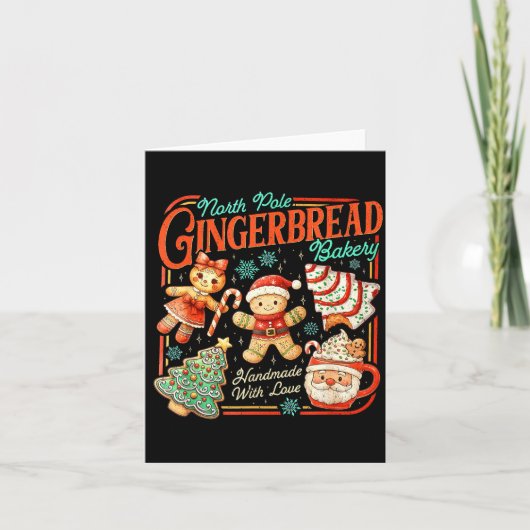 Retro Christmas Gingerbread Bakery North Le Cookie Kaart (Voorkant)