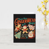 Retro Christmas Gingerbread Bakery North Le Cookie Kaart (Gele Bloem)