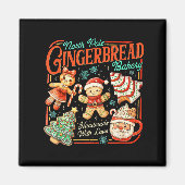 Retro Christmas Gingerbread Bakery North Le Cookie Magneet (Voorkant)