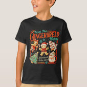 Retro Christmas Gingerbread Bakery North Le Cookie T-shirt (Voorkant)