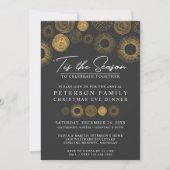 Retro Christmas Gold Burst Vakantie Diner / Feest Kaart (Voorkant)