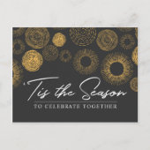 Retro Christmas Gold Burst Vakantie Diner / Feest Uitnodiging Briefkaart (Voorkant)