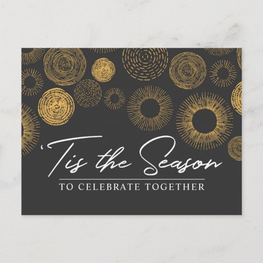 Retro Christmas Gold Burst Vakantie Diner / Feest Uitnodiging Briefkaart (Voorkant)