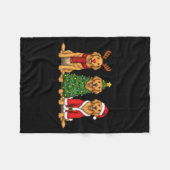 Retro Christmas Golden Retriever Santa Reindeer Do Fleece Deken (Voorkant (Horizontaal))