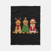 Retro Christmas Golden Retriever Santa Reindeer Do Fleece Deken (Voorkant)