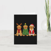 Retro Christmas Golden Retriever Santa Reindeer Do Kaart (Voorkant)