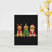 Retro Christmas Golden Retriever Santa Reindeer Do Kaart (Gele Bloem)