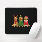 Retro Christmas Golden Retriever Santa Reindeer Do Muismat (Met muis)