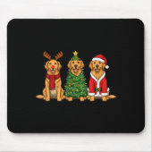 Retro Christmas Golden Retriever Santa Reindeer Do Muismat (Voorkant)