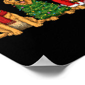 Retro Christmas Golden Retriever Santa Reindeer Do Poster (Hoek)