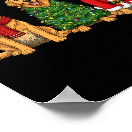 Retro Christmas Golden Retriever Santa Reindeer Do Poster (Hoek)