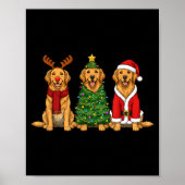 Retro Christmas Golden Retriever Santa Reindeer Do Poster (Voorkant)