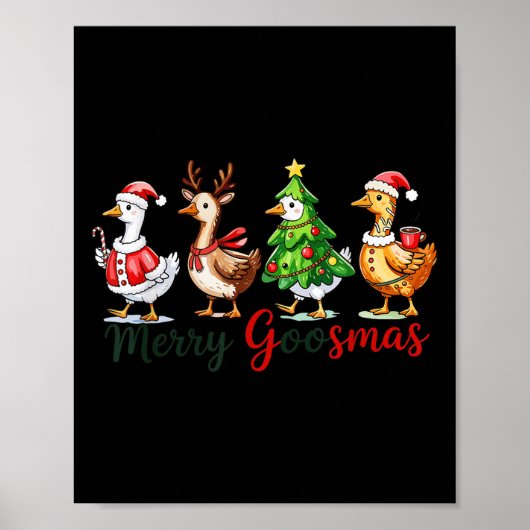 Retro Christmas Goose Xmas Merry Goosmas Poster (Voorkant)