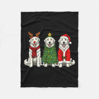 Retro Christmas Great Pyrenees Santa Reindeer Dog  Fleece Deken