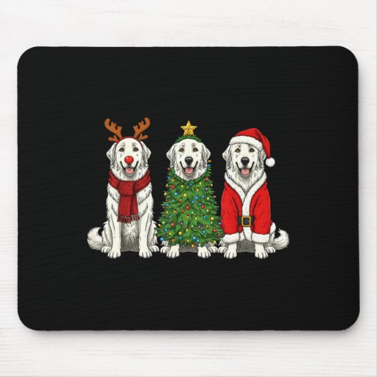 Retro Christmas Great Pyrenees Santa Reindeer Dog  Muismat (Voorkant)