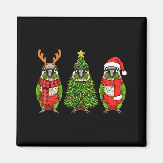 Retro Christmas Green Cheek Conure Parrot Santa Re Magneet (Voorkant)