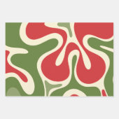 Retro Christmas Groovy Funky Abstract Rood Groen Inpakpapier Vel (Voorkant 2)