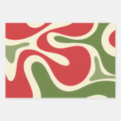 Retro Christmas Groovy Funky Abstract Rood Groen Inpakpapier Vel (Voorkant)