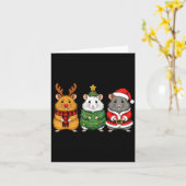 Retro Christmas Hamster Santa Reindeer  Kaart (Gele Bloem)