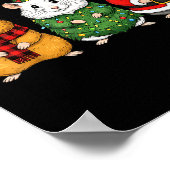 Retro Christmas Hamster Santa Reindeer Poster (Hoek)