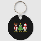 Retro Christmas Hawk Santa Reindeer  Sleutelhanger (Voorkant)