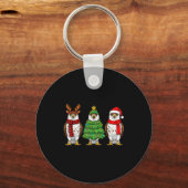 Retro Christmas Hawk Santa Reindeer  Sleutelhanger (Voorkant)