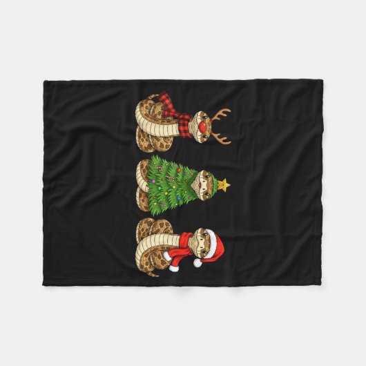 Retro Christmas Hognose Snake Santa Reindeer  Fleece Deken (Voorkant (Horizontaal))