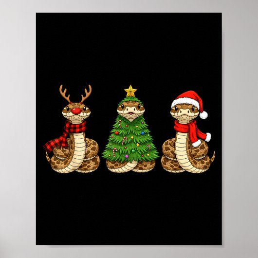 Retro Christmas Hognose Snake Santa Reindeer Poster (Voorkant)