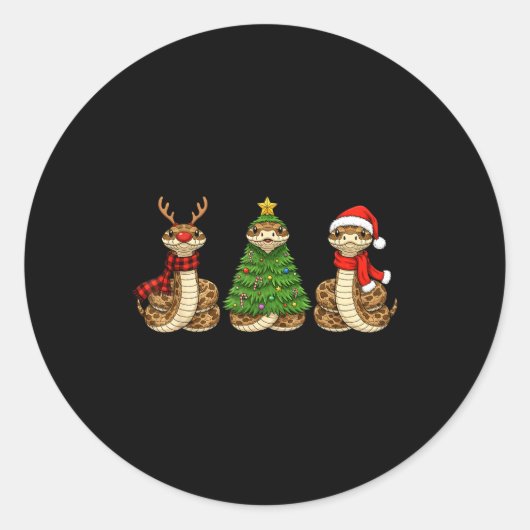 Retro Christmas Hognose Snake Santa Reindeer  Ronde Sticker (Voorkant)