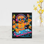 Retro Christmas House Music Gingerbread Dj Techno  Kaart (Gele Bloem)