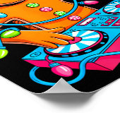 Retro Christmas House Music Gingerbread Dj Techno  Poster (Hoek)