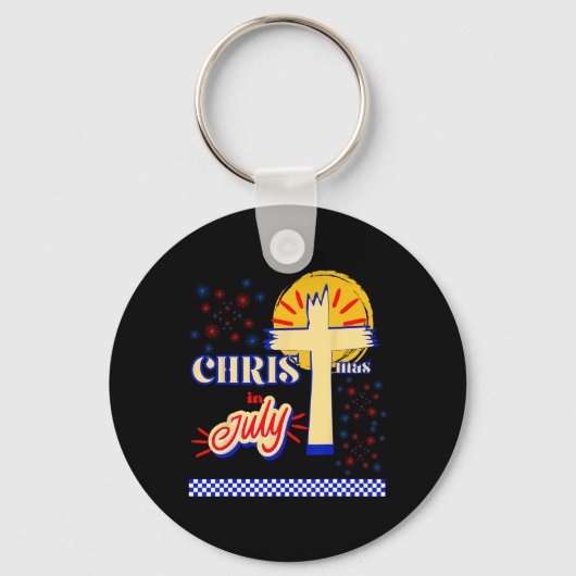 Retro Christmas In July Christian Jesus God Summer Sleutelhanger (Voorkant)