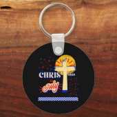 Retro Christmas In July Christian Jesus God Summer Sleutelhanger (Voorkant)