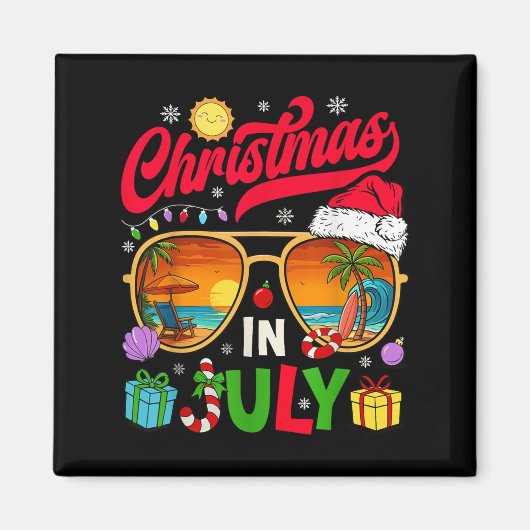 Retro Christmas In July Sungles Beach Summer Hawai Magneet (Voorkant)