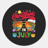 Retro Christmas In July Sungles Beach Summer Hawai Ronde Sticker (Voorkant)