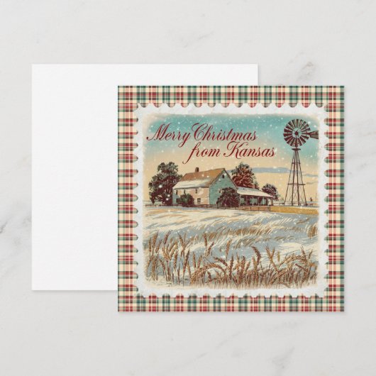 Retro Christmas In Kansas Holiday Card Feestdagenkaart (Voorkant / Achterkant)