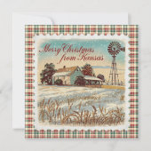 Retro Christmas In Kansas Holiday Card Feestdagenkaart (Voorkant)