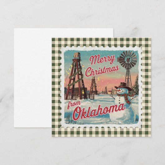 Retro Christmas In Oklahoma Holiday Card Feestdagenkaart (Voorkant / Achterkant)