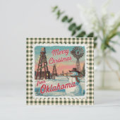 Retro Christmas In Oklahoma Holiday Card Feestdagenkaart (Staand voorkant)
