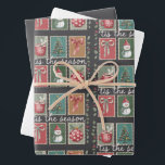 Retro Christmas is het seizoen van de gezellige wi Inpakpapier Vel<br><div class="desc">Retro Christmas is het seizoen van de gezellige winterkerstman</div>