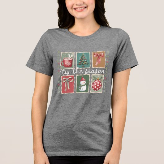 Retro Christmas is het seizoen van de gezellige wi Tri-Blend Shirt (Voorkant)