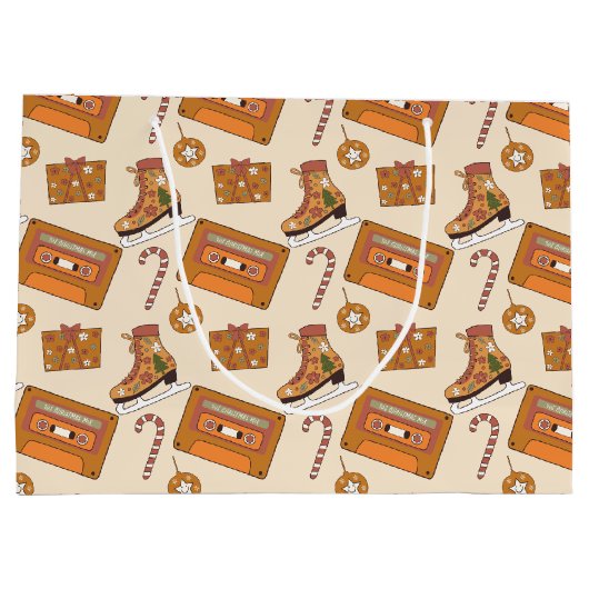 Retro Christmas Joy Groot Cadeauzakje (Achterkant)