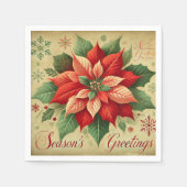 Retro Christmas Kaart Style Poinsettia Decoupage Servet (Voorkant)