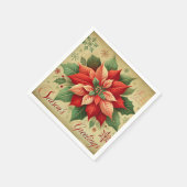 Retro Christmas Kaart Style Poinsettia Decoupage Servet (Hoek)