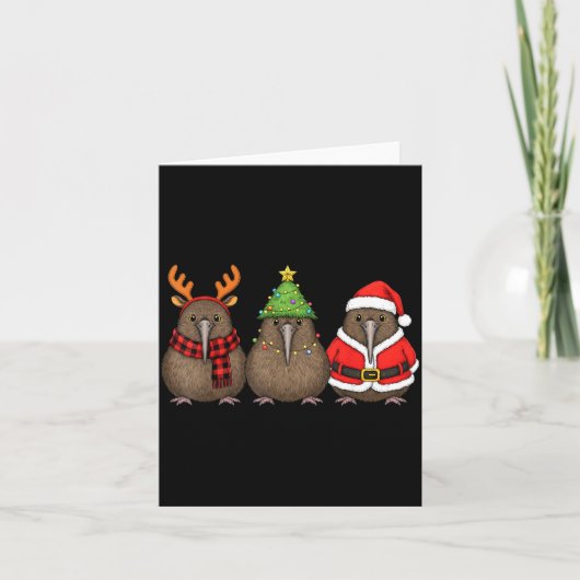 Retro Christmas Kiwi Bird Santa Reindeer Kaart (Voorkant)