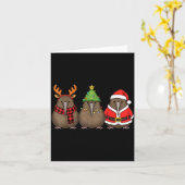 Retro Christmas Kiwi Bird Santa Reindeer Kaart (Gele Bloem)