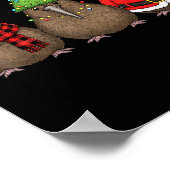 Retro Christmas Kiwi Bird Santa Reindeer  Poster (Hoek)