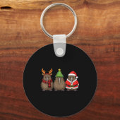 Retro Christmas Kiwi Bird Santa Reindeer Sleutelhanger (Voorkant)