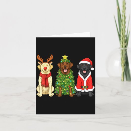 Retro Christmas Labrador Retriever Santa Reindeer  Kaart (Voorkant)