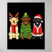 Retro Christmas Labrador Retriever Santa Reindeer  Poster (Voorkant)